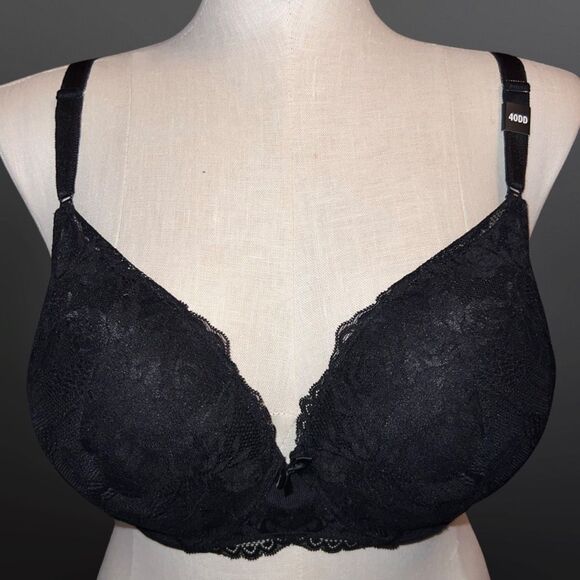 NWT Plus Size Torrid Push Up Plunge Bra - Lace Black Size 40DD - Picture 2 of 5